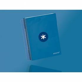 Cuaderno espiral liderpapel a5 micro antartik tapa forrada120h 90 gr cuadro 5mm 5 bandas6 taladros color azul oscuro