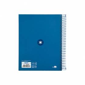 Cuaderno espiral liderpapel a5 micro antartik tapa forrada120h 90 gr cuadro 5mm 5 bandas6 taladros color azul oscuro