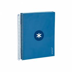 Cuaderno espiral liderpapel a5 micro antartik tapa forrada120h 90 gr cuadro 5mm 5 bandas6 taladros color azul oscuro