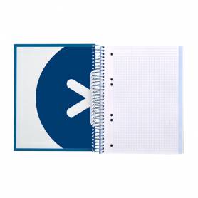 Cuaderno espiral liderpapel a5 micro antartik tapa forrada120h 90 gr cuadro 5mm 5 bandas6 taladros color azul oscuro