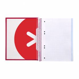 Cuaderno espiral liderpapel a5 micro antartik tapa forrada120h 90 gr cuadro 5mm 5 bandas6 taladros color frambuesa