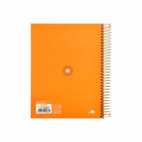 Cuaderno espiral liderpapel a5 micro antartik tapa forrada120h 90 gr cuadro 5mm 5 bandas6 taladros color mostaza