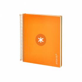 Cuaderno espiral liderpapel a5 micro antartik tapa forrada120h 90 gr cuadro 5mm 5 bandas6 taladros color mostaza