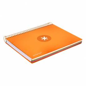 Cuaderno espiral liderpapel a5 micro antartik tapa forrada120h 90 gr cuadro 5mm 5 bandas6 taladros color mostaza