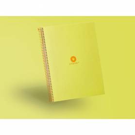 Cuaderno espiral liderpapel a4 micro antartik tapa forrada80h 90 gr rayado puntos 1 banda 4 taladros amarillo