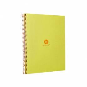 Cuaderno espiral liderpapel a4 micro antartik tapa forrada80h 90 gr rayado puntos 1 banda 4 taladros amarillo