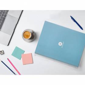 Cuaderno espiral liderpapel a4 micro antartik tapa forrada80h 90 gr rayado puntos 1 banda 4 taladros celeste