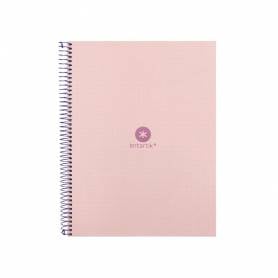 Cuaderno espiral liderpapel a4 micro antartik tapa forrada80h 90 gr rayado puntos 1 banda 4 taladros rosa