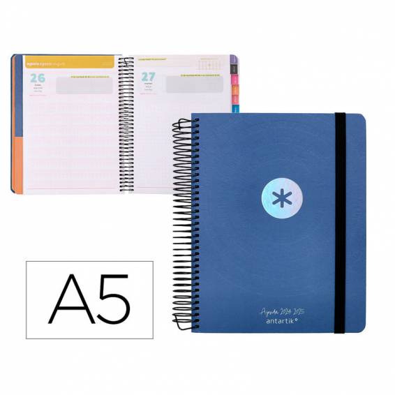 Agenda escolar antartik año 24 - 25 curso colección minimal blue día página a5