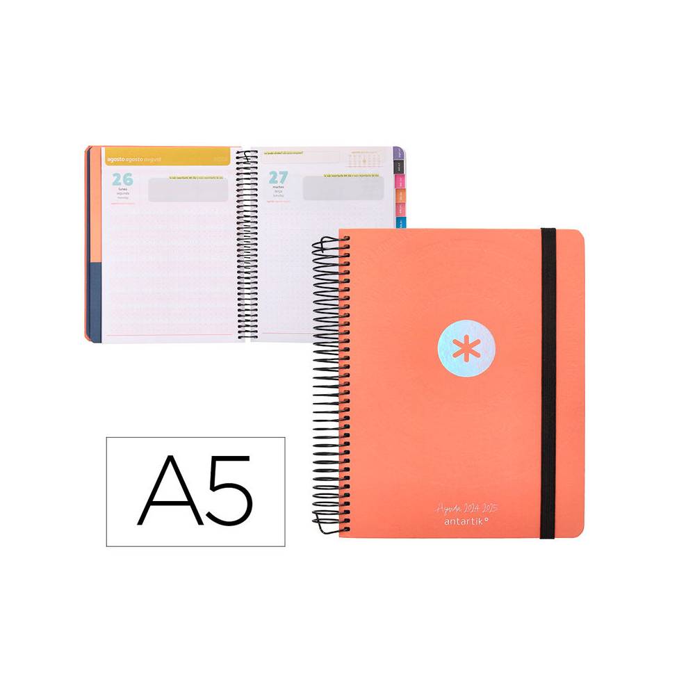 Agenda escolar antartik año 24 - 25 curso colección minimal orange día página a5