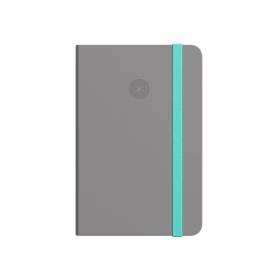 Cuaderno con gomilla antartik notes tapa dura a5 hojas cuadricula gris y turquesa 100 hojas 80 gr fsc