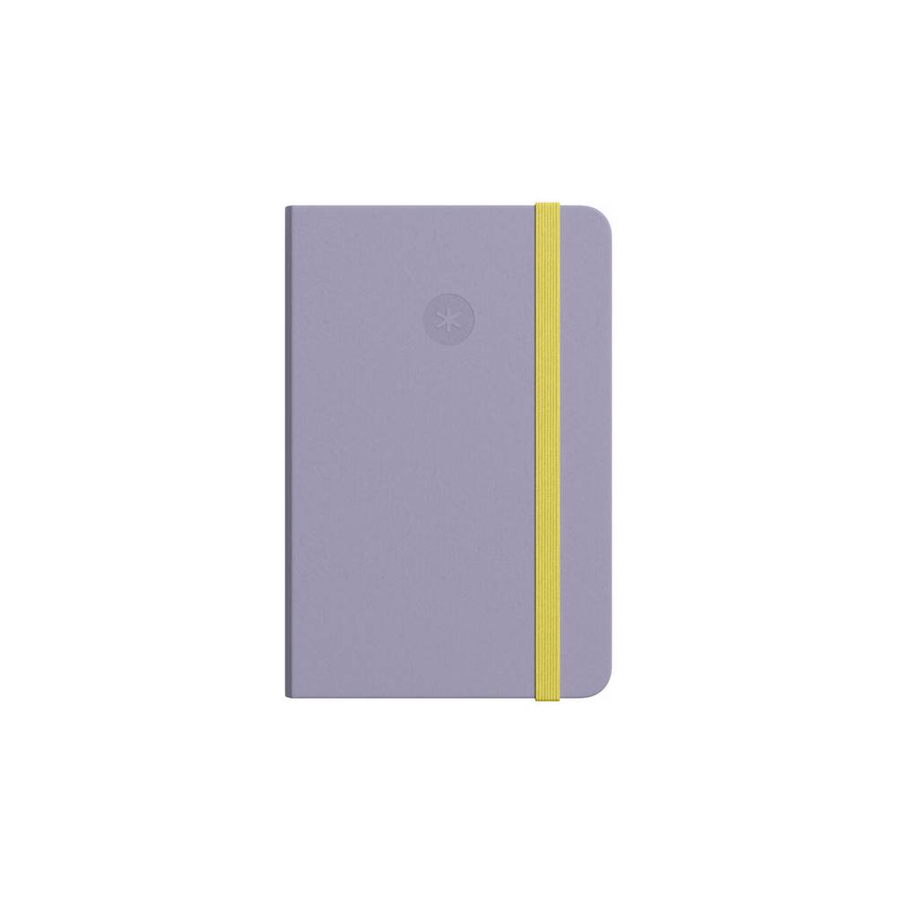 Cuaderno con gomilla antartik notes tapa dura a5 hojas cuadricula morado y amarillo 100 hojas 80 gr fsc