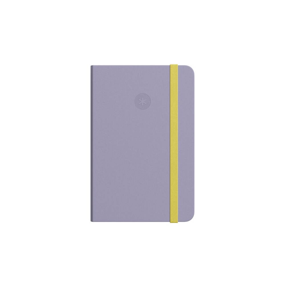 Cuaderno con gomilla antartik notes tapa dura a6 hojas rayas morado y amarillo 100 hojas 80 gr fsc