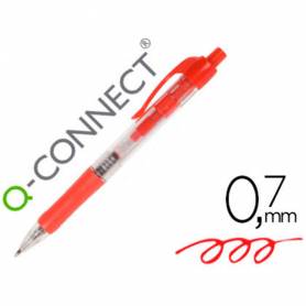 Boligrafo q-connect retractil con sujecion de caucho tinta aceite 0,7 mm color rojo