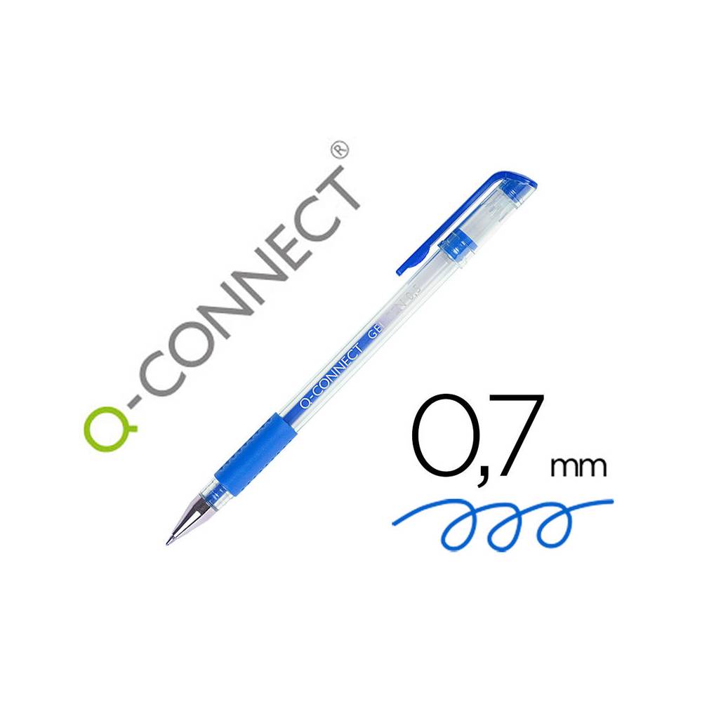 Boligrafo q-connect tinta gel azul 0,7 mm sujecion de caucho