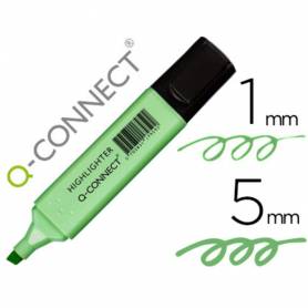 Rotulador q-connect fluorescente pastel verde punta biselada