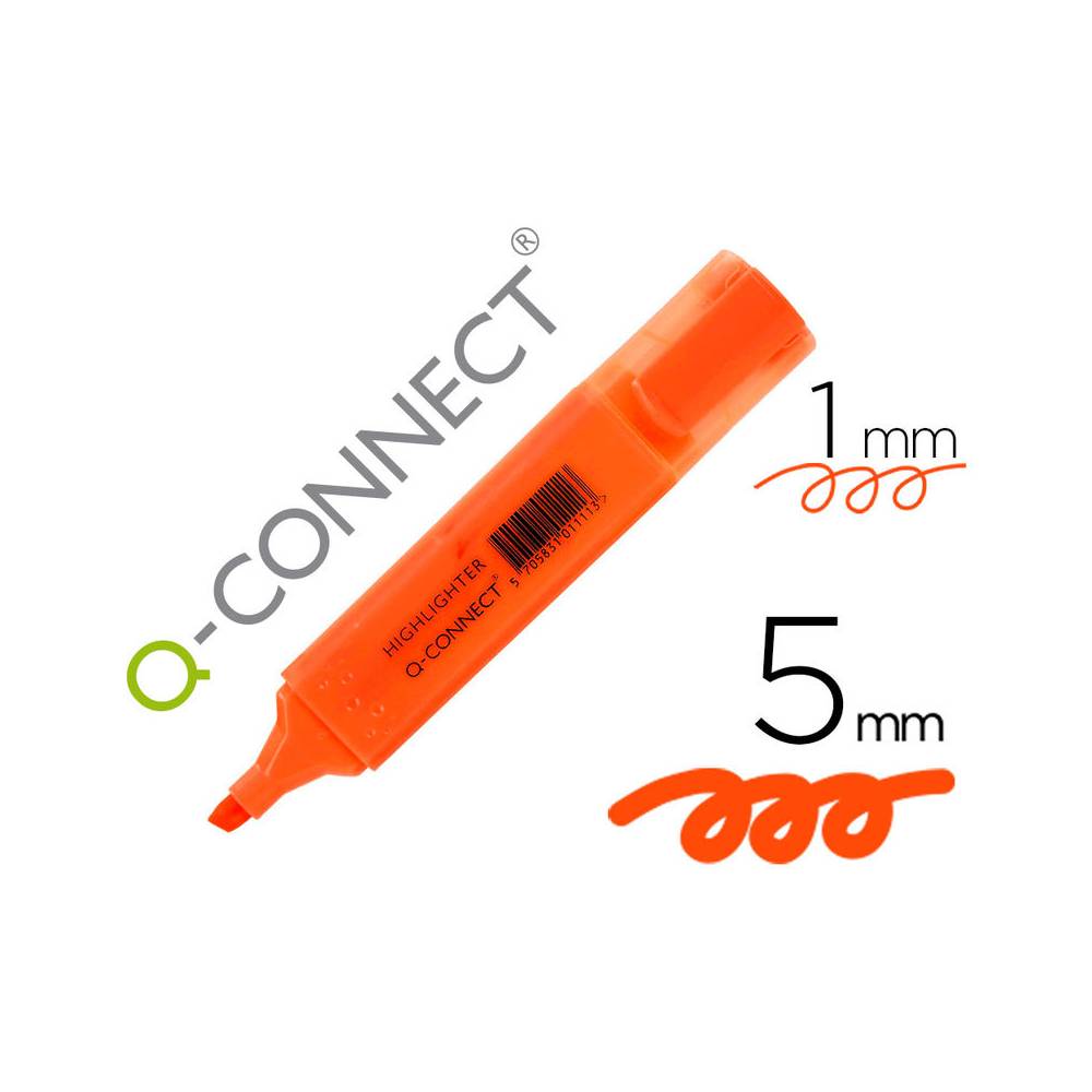 Rotulador q-connect fluorescente naranja punta biselada