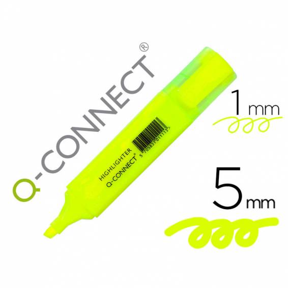 Rotulador q-connect fluorescente amarillo punta biselada