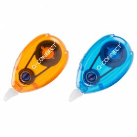 Corrector q-connect cinta blanco 5 mm x 6 mt blister 2 unidades azul y naranja