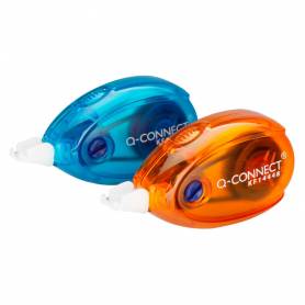 Corrector q-connect cinta blanco 5 mm x 6 mt blister 2 unidades azul y naranja