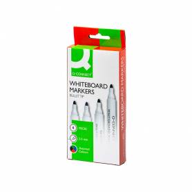 Rotulador q-connect pizarra blanca caja 4 colores surtidos punta redonda 3 mm