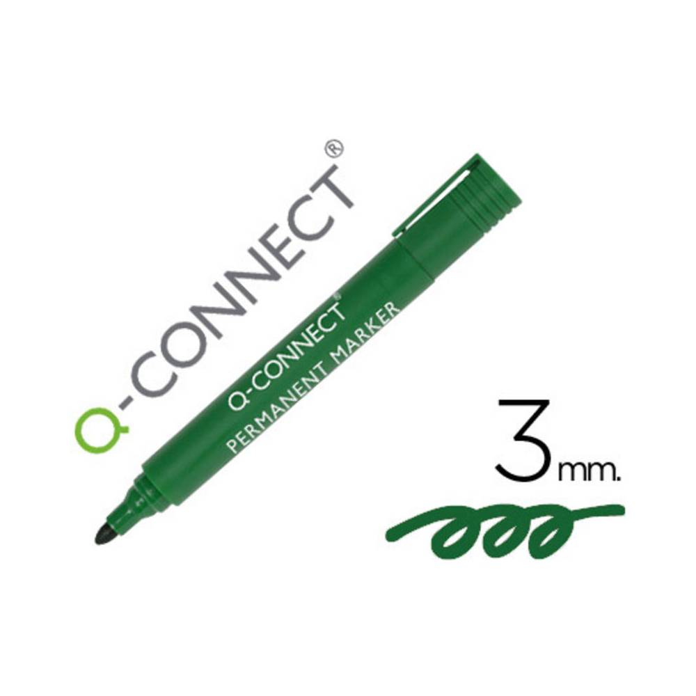 Rotulador q-connect marcador permanente verde punta redonda 3 mm