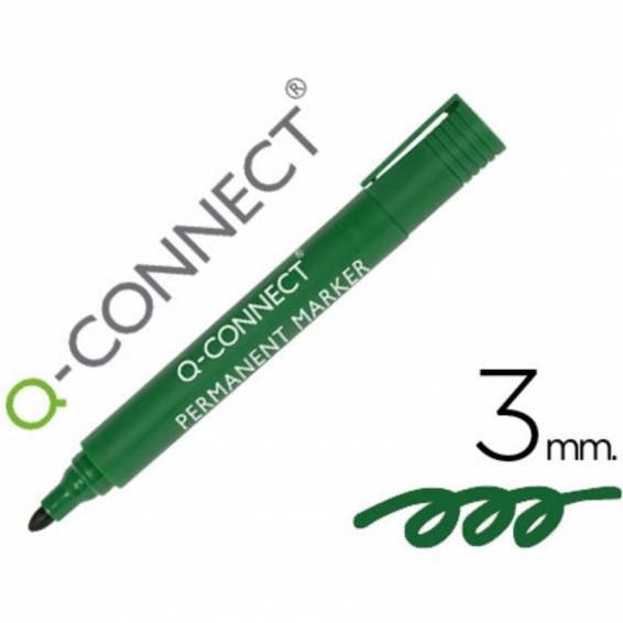 Rotulador q-connect marcador permanente verde punta redonda 3 mm