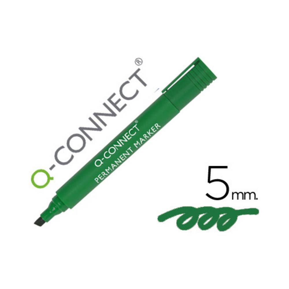 Rotulador q-connect marcador permanente verde punta biselada 5 mm