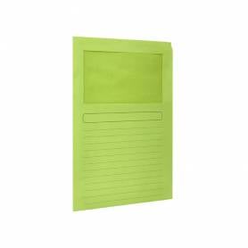 Subcarpeta cartulina q-connect din a4 verde con ventana transparente 120 gr