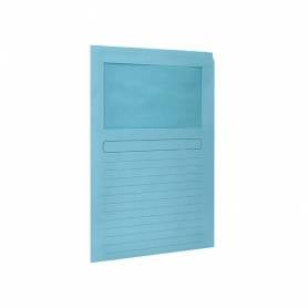 Subcarpeta cartulina q-connect din a4 azul con ventana transparente 120 g/m2