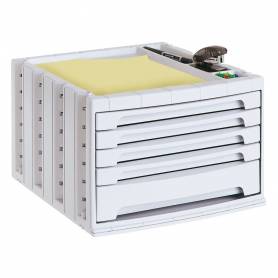 Fichero cajones de sobremesa q-connect 305x370x215 mm bandeja organizadora superior 5 cajones gris opaco