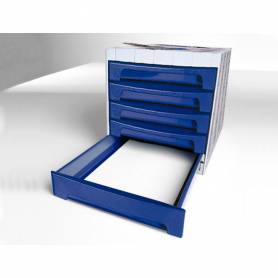 Fichero cajones de sobremesa q-connect 305x370x215 mm bandeja organizadora superior 6 cajones azul opaco