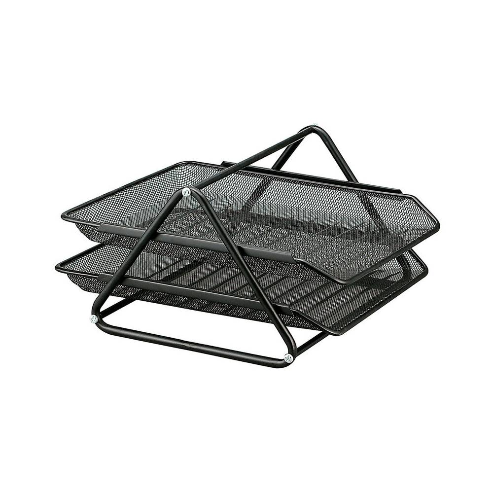 Bandeja sobremesa metalica q-connect rejilla gxa100 negra2 bandejas movibles 300x185x350 mm