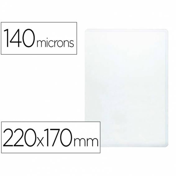 Funda portacarnet q-connect cuarto 140 micras pvc transparente 220x170mm