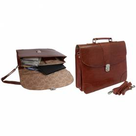 Cartera portadocumentos q-connect kf02610 con correa y dptos interiores marron