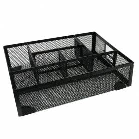 Organizador sobremesa q-connect kf17291 bandeja metalica rejilla negra con 6 departamentos 235x183x65 mm