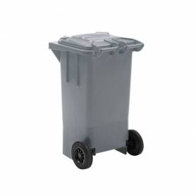 Papelera contenedor q-connect plastico gris para desechos en general 100 l con tapa y ruedas 750x470x370 mm