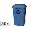 Papelera contenedor q-connect plastico con tapadera 240l color azul 1040x620x610 mm con ruedas - KF04242