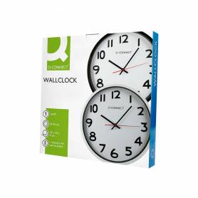 Reloj q-connect de pared plastico oficina redondo 34 cm marco negro