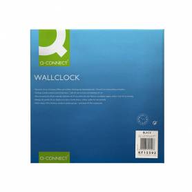 Reloj q-connect de pared plastico oficina redondo 34 cm marco negro