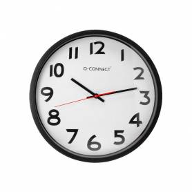 Reloj q-connect de pared plastico oficina redondo 34 cm marco negro