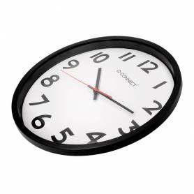 Reloj q-connect de pared plastico oficina redondo 34 cm marco negro