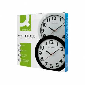 Reloj q-connect de pared plastico oficina redondo 30 cm marco negro