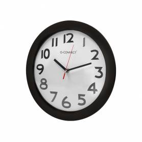 Reloj q-connect de pared plastico oficina redondo 30 cm marco negro