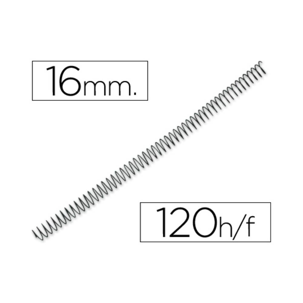 Espiral metalico q-connect 56 4:1 16mm 1,2mm caja de 100 unidades