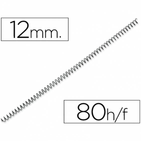 Espiral metalico q-connect 56 4:1 12mm 1mm caja de 200 unidades