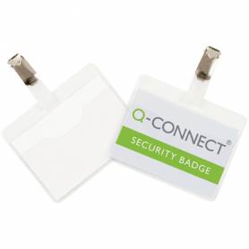 Bolsa de plastificar q-connect 67x98 mm 125 mc con clip para tarjetas de visita caja de 25 unidades