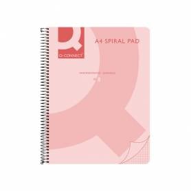 Cuaderno espiral q connect a4 micro tapa plastico 80h 70g cuadro 5mm sin bandas 4 taladros rosa