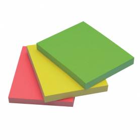 Bloc de notas adhesivas quita y pon q-connect 38x51 mm neon pack de 3 unidades con 50 hojas por color