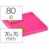 Bloc de notas adhesivas quita y pon q-connect 76x76 mm rosa neon 80 hojas - KF10516